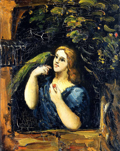Woman with Parrot art print by Paul Cezanne (1864)