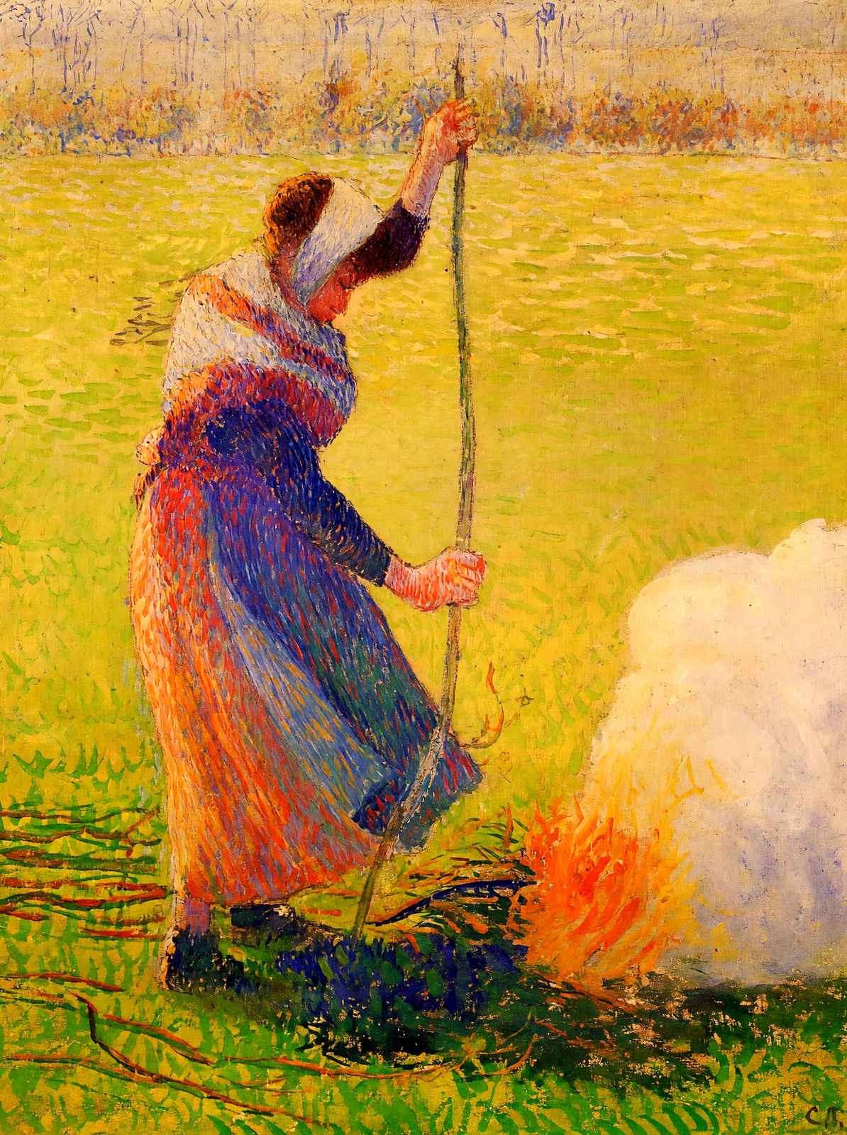 Woman Burning Wood 1890 Painting by Camille Pissarro Art Print (6 Sizes)