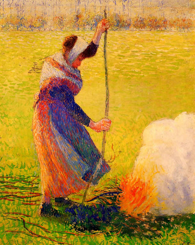 Woman Burning Wood art print by Camille Pissarro (1890)