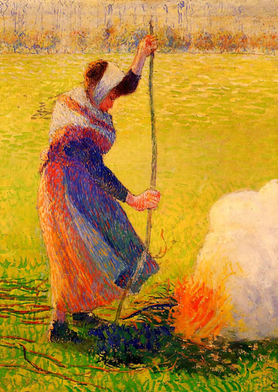 Woman Burning Wood 1890 Painting by Camille Pissarro Art Print (6 Sizes)