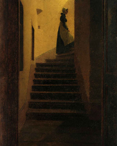 Woman on the Stairs fine art print by Caspar David Friedrich (1825)