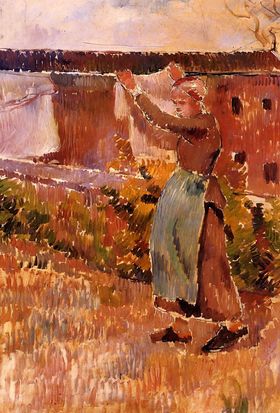 Women Tending the Laundry (Study) Art Print 1887 by Camille Pissarro (6 Sizes)