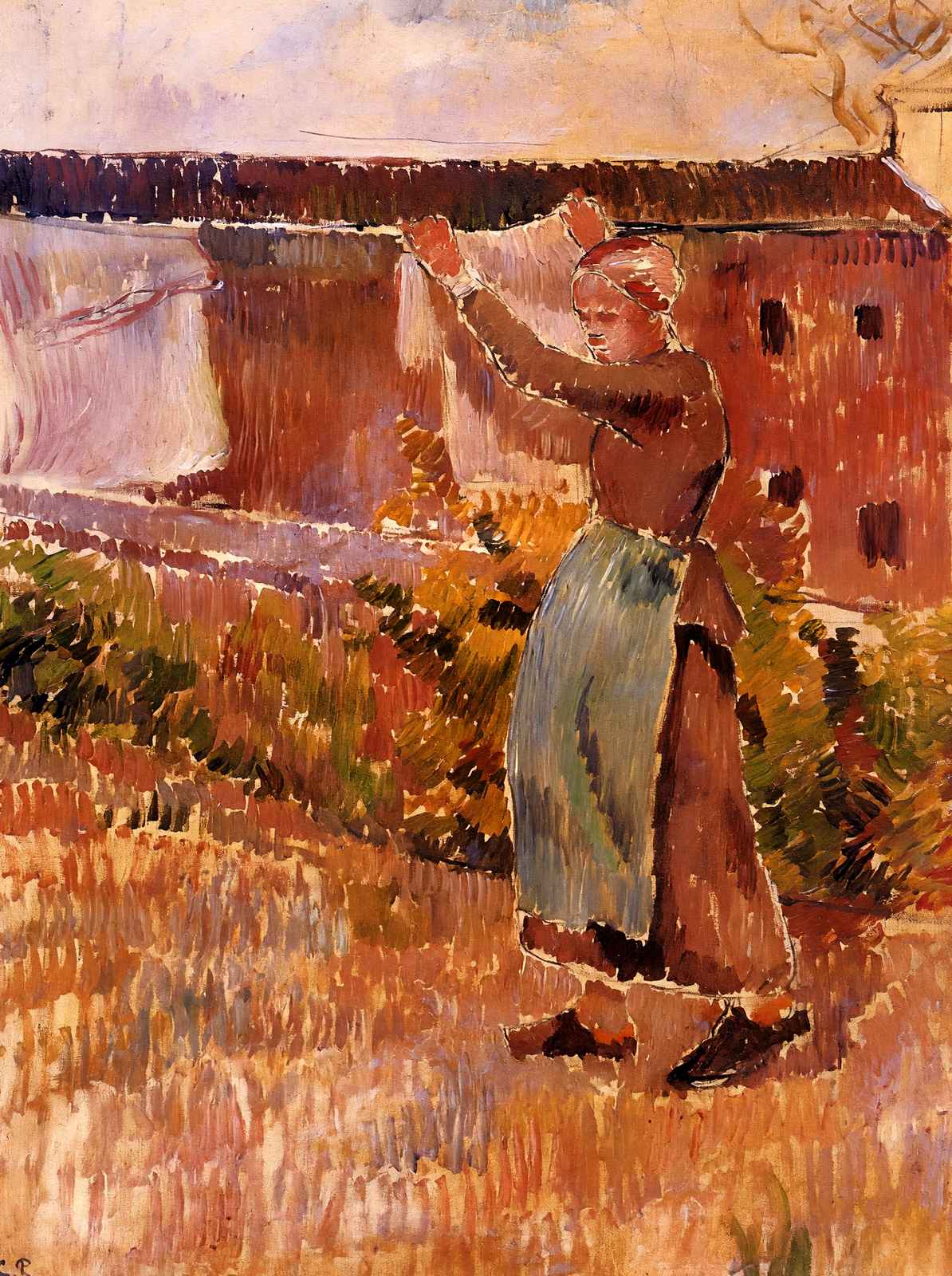 Women Tending the Laundry (Study) Art Print 1887 by Camille Pissarro (6 Sizes)
