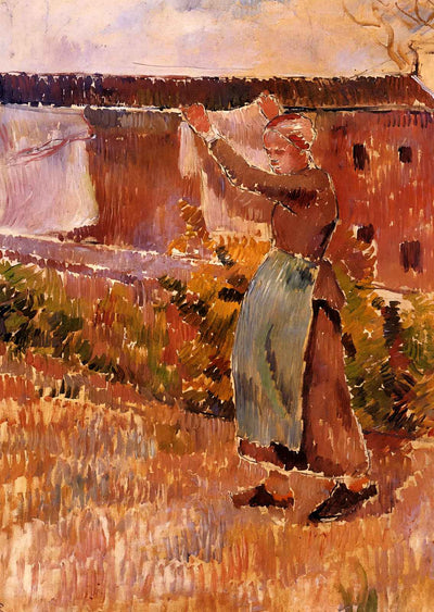 Women Tending the Laundry (Study) Art Print 1887 by Camille Pissarro (6 Sizes)