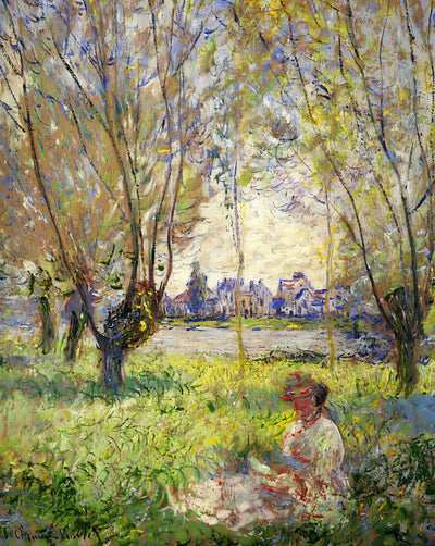 Woman Sitting under the Willows fine art print by Claude Monet (1880)