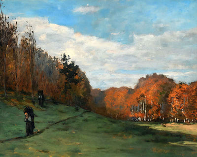 Woodbearers in Fontainebleau Forest fine art print by Claude Monet (1864)