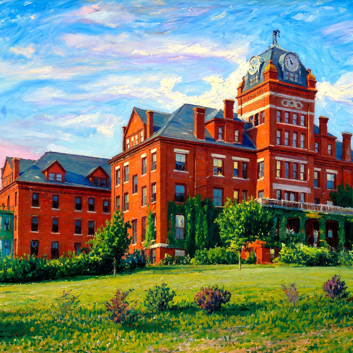 Odd Fellows' Home, Worcester, Massachusetts in 1908 Painting Print (7 Sizes)