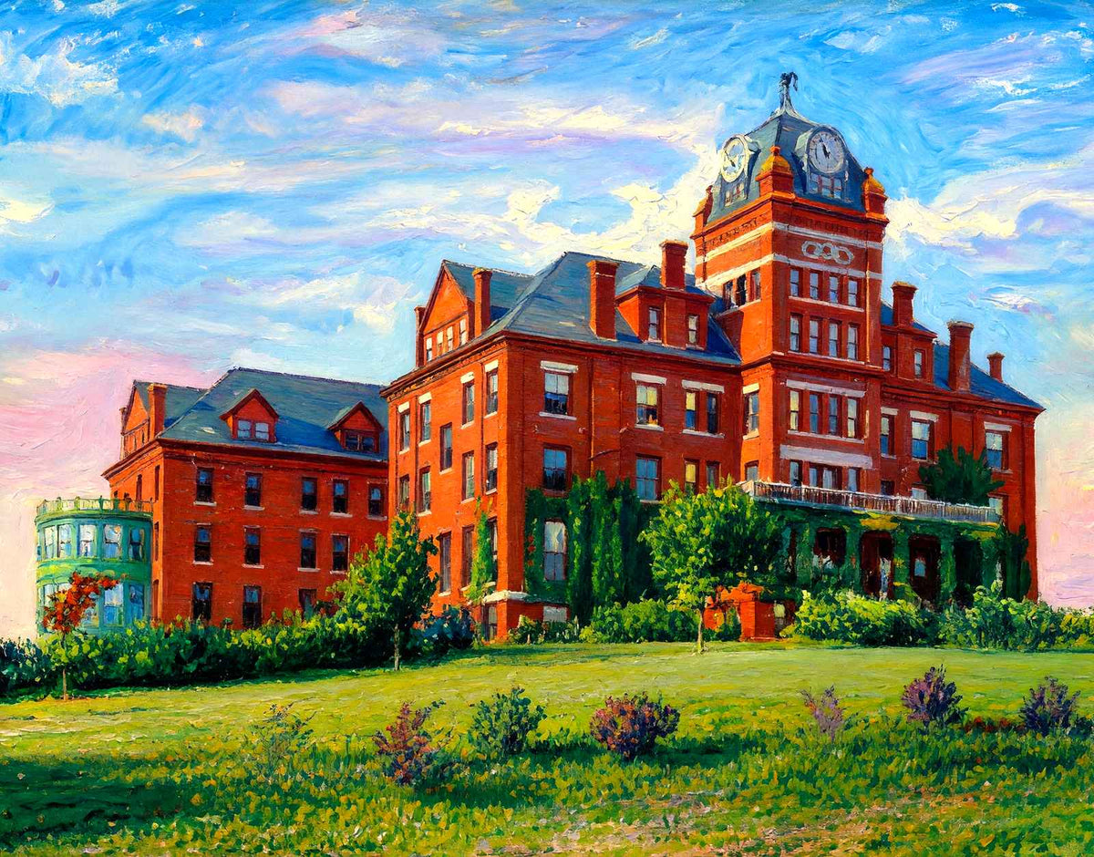 Odd Fellows' Home, Worcester, Massachusetts in 1908 Painting Print (7 Sizes)