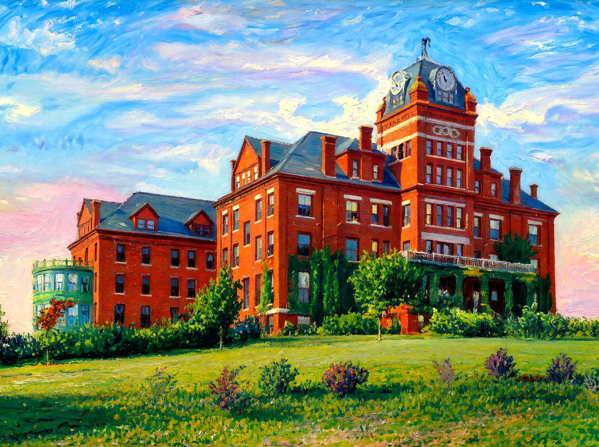 Odd Fellows' Home, Worcester, Massachusetts in 1908 Painting Print (7 Sizes)
