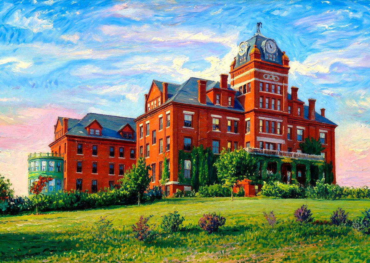 Odd Fellows' Home, Worcester, Massachusetts in 1908 Painting Print (7 Sizes)