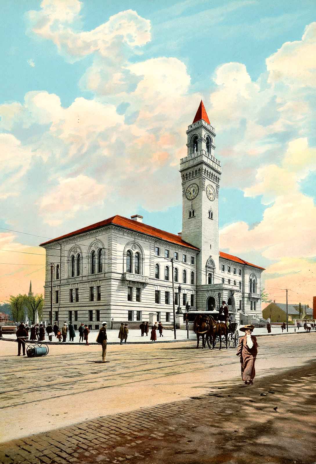 City Hall, Worcester, Massachusetts in 1904 Vintage Print (7 Sizes) - Enhanced