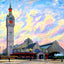 Union Station, Worcester, Massachusetts in 1904 Painting Print (7 Sizes)