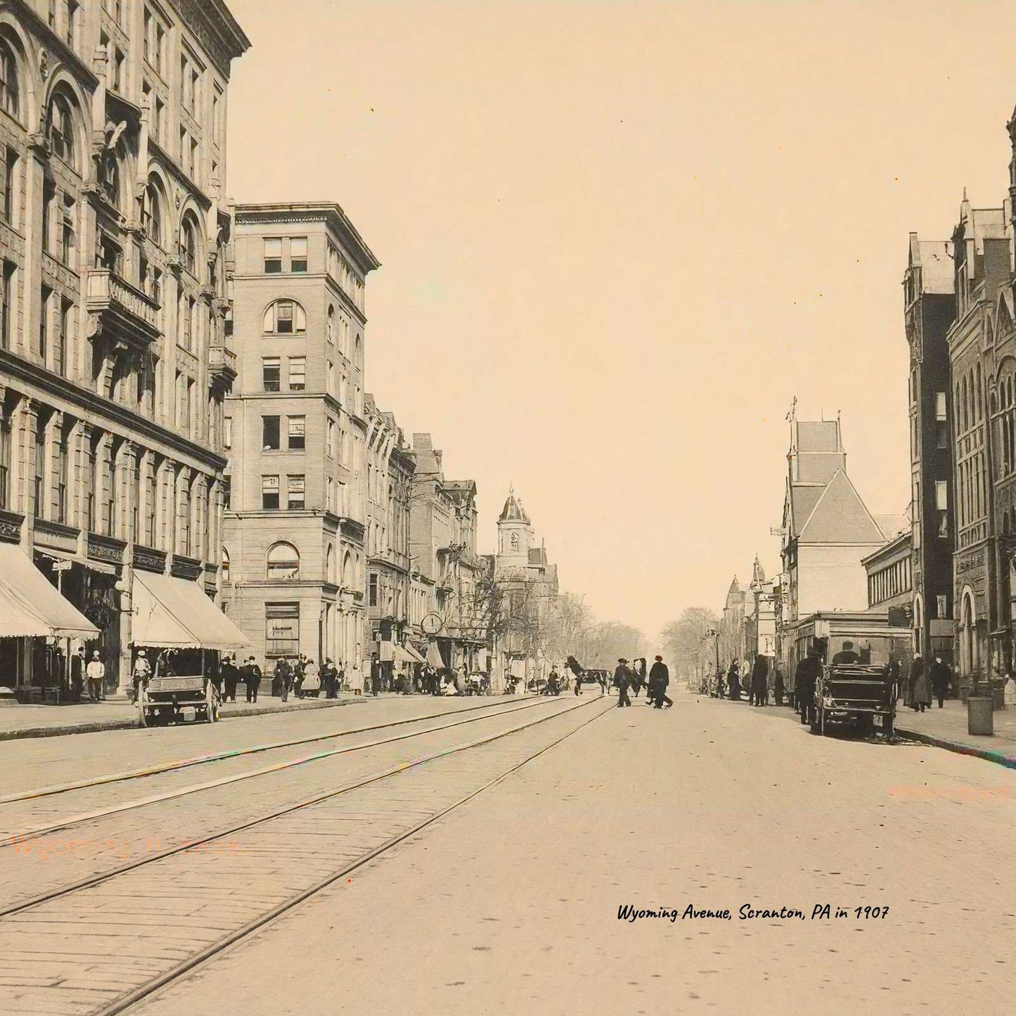 Wyoming Avenue Scranton PA in 1907 Vintage Print (7 Sizes)