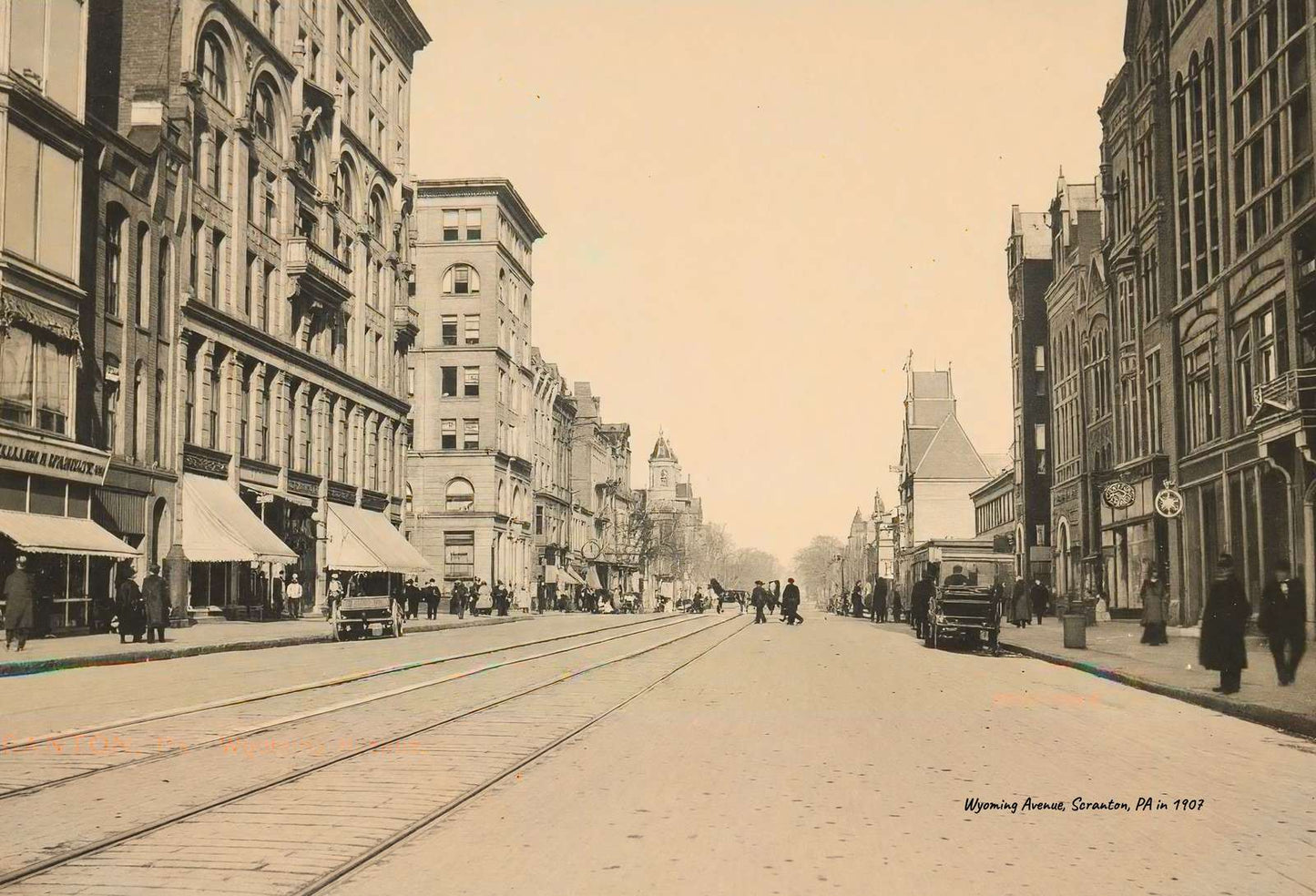 Wyoming Avenue Scranton PA in 1907 Vintage Print (7 Sizes)
