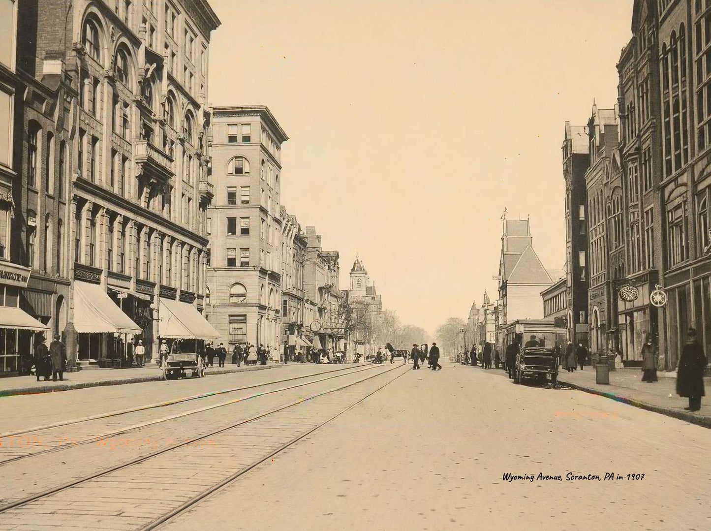 Wyoming Avenue Scranton PA in 1907 Vintage Print (7 Sizes)