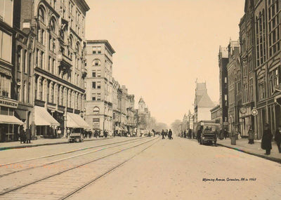 Wyoming Avenue Scranton PA in 1907 Vintage Print (7 Sizes)
