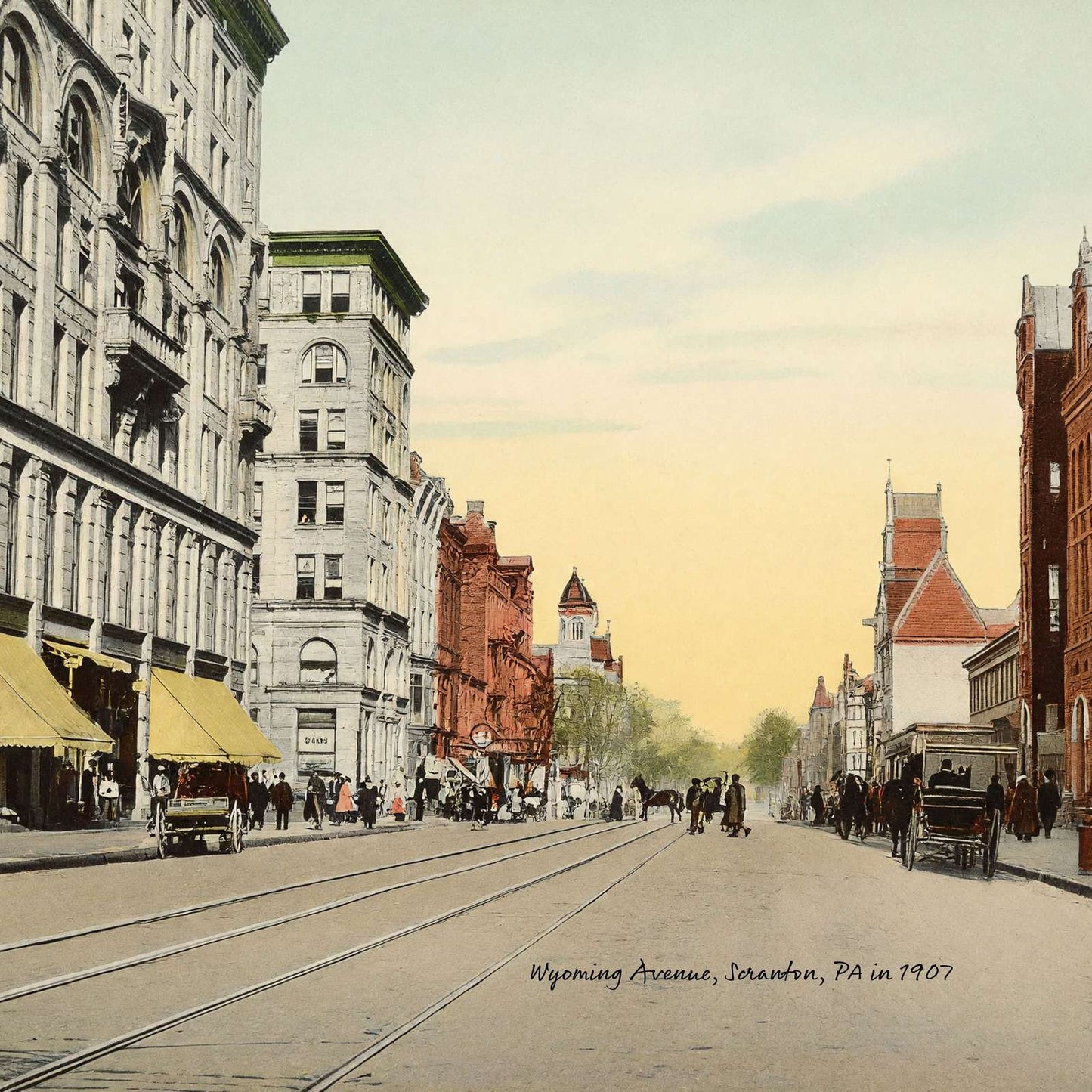 Wyoming Avenue Scranton PA in 1907 Vintage Print (7 Sizes)