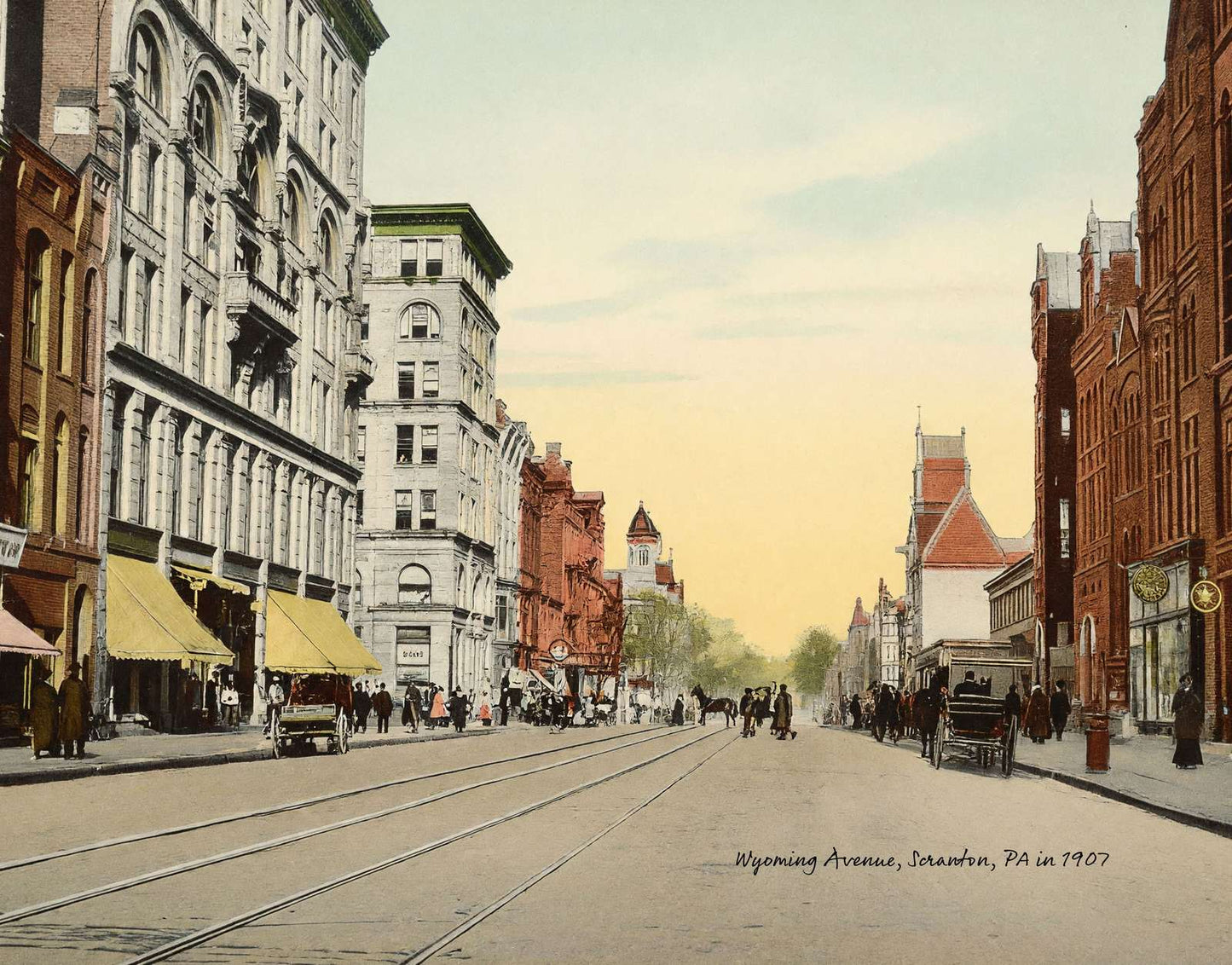 Wyoming Avenue Scranton PA in 1907 Vintage Print (7 Sizes)