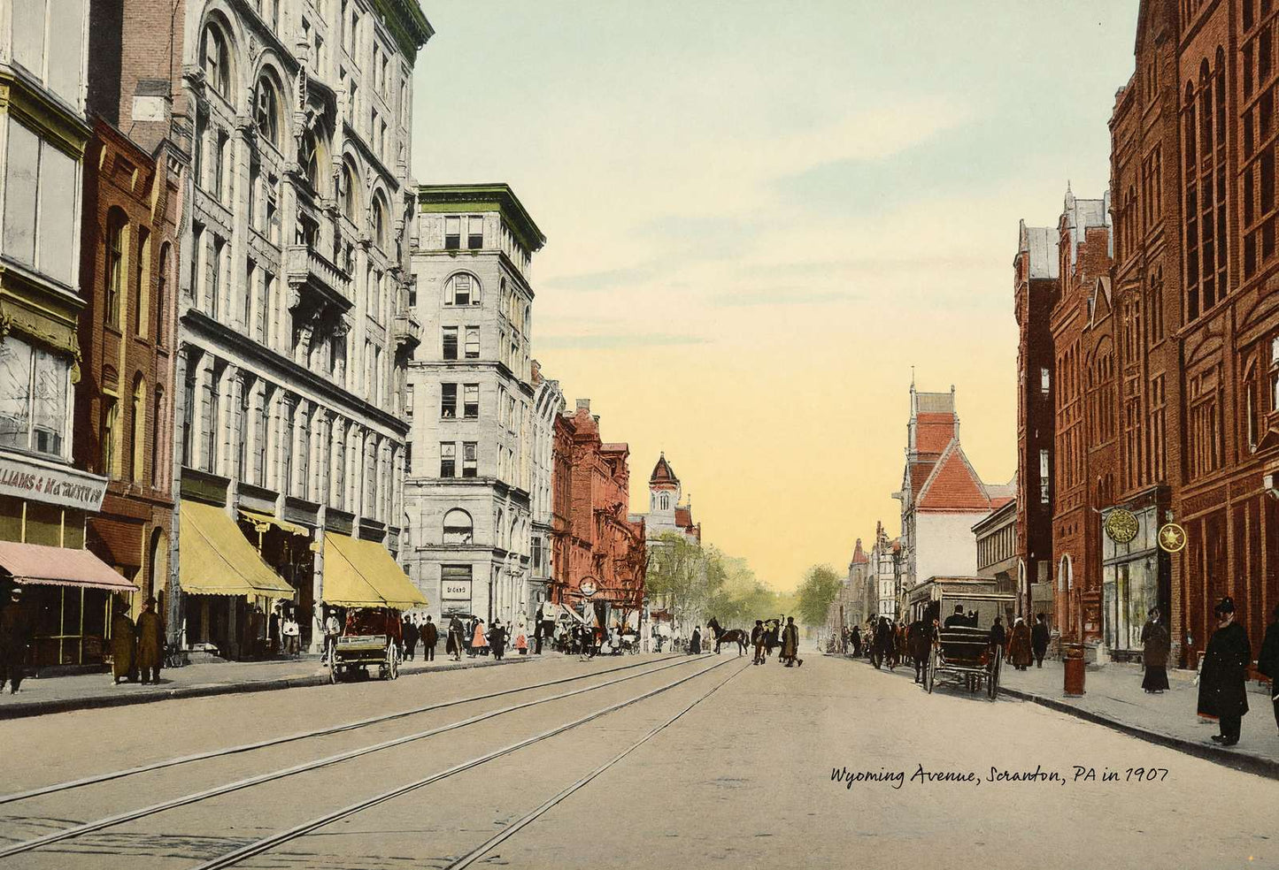 Wyoming Avenue Scranton PA in 1907 Vintage Print (7 Sizes)