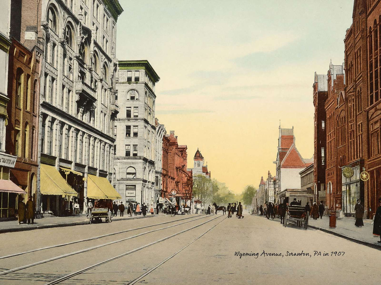 Wyoming Avenue Scranton PA in 1907 Vintage Print (7 Sizes)