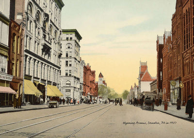Wyoming Avenue Scranton PA in 1907 Vintage Print (7 Sizes)