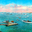 Yachting from the Rock-Mere Hotel Veranda, Marblehead, MA in 1908 Art Print
