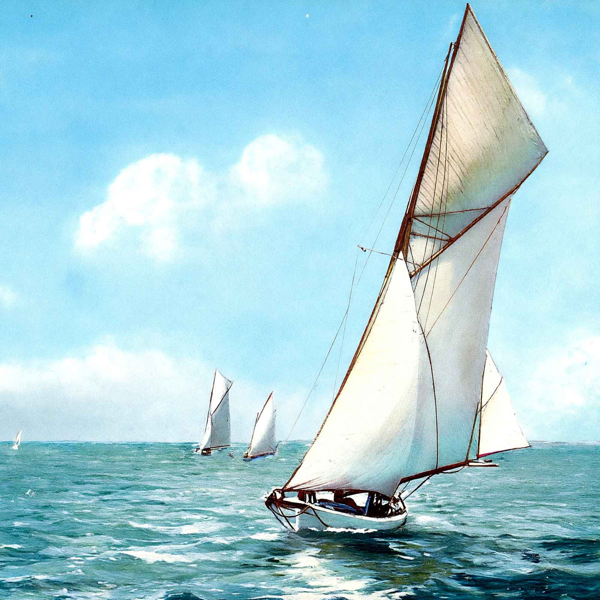 Yachts at West End Lake Pontchartrain in 1907 Vintage Print (7 Sizes)