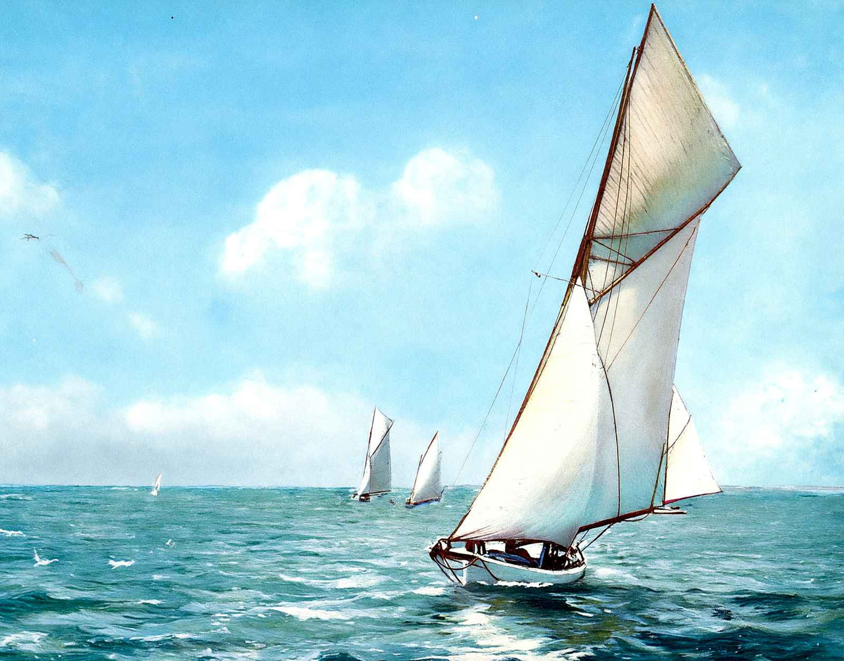 Yachts at West End Lake Pontchartrain in 1907 Vintage Print (7 Sizes)