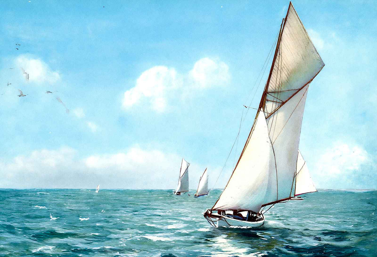 Yachts at West End Lake Pontchartrain in 1907 Vintage Print (7 Sizes)