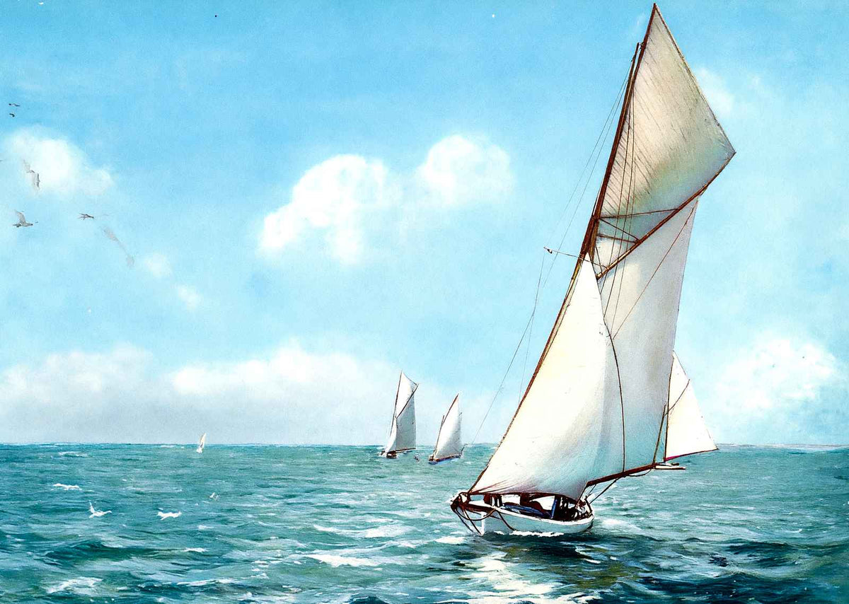 Yachts at West End Lake Pontchartrain in 1907 Vintage Print (7 Sizes)