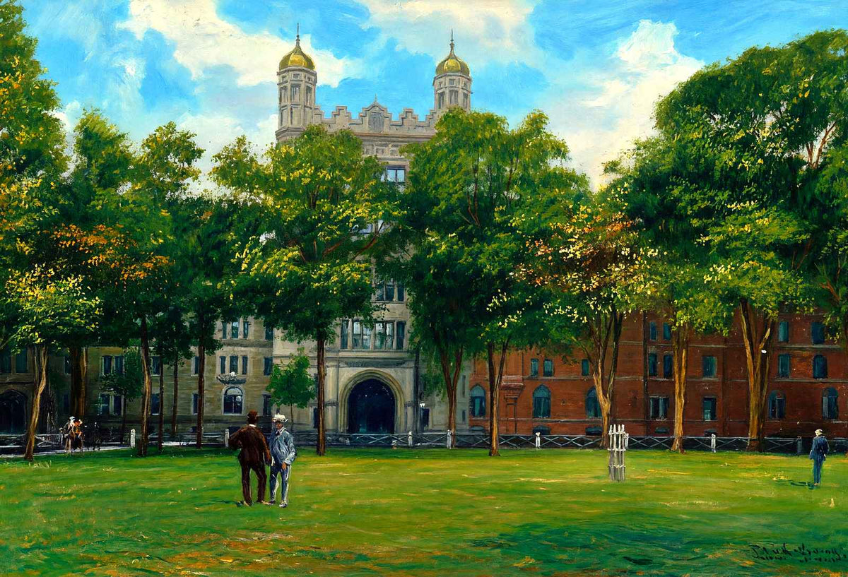 Yale University Phelps Hall Gateway in 1904 Art Print (7 Sizes) - Enhanced