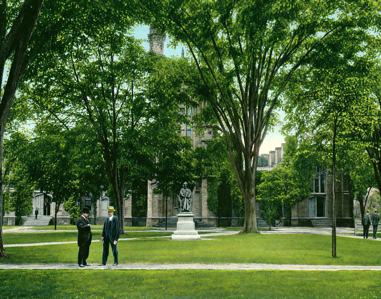 Yale University Old Library and Woolsey Statue in 1904 Vintage Print (7 Sizes)