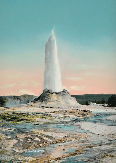 Yellowstone Castle Geyser in Action in 1907 Vintage Print (7 Sizes)