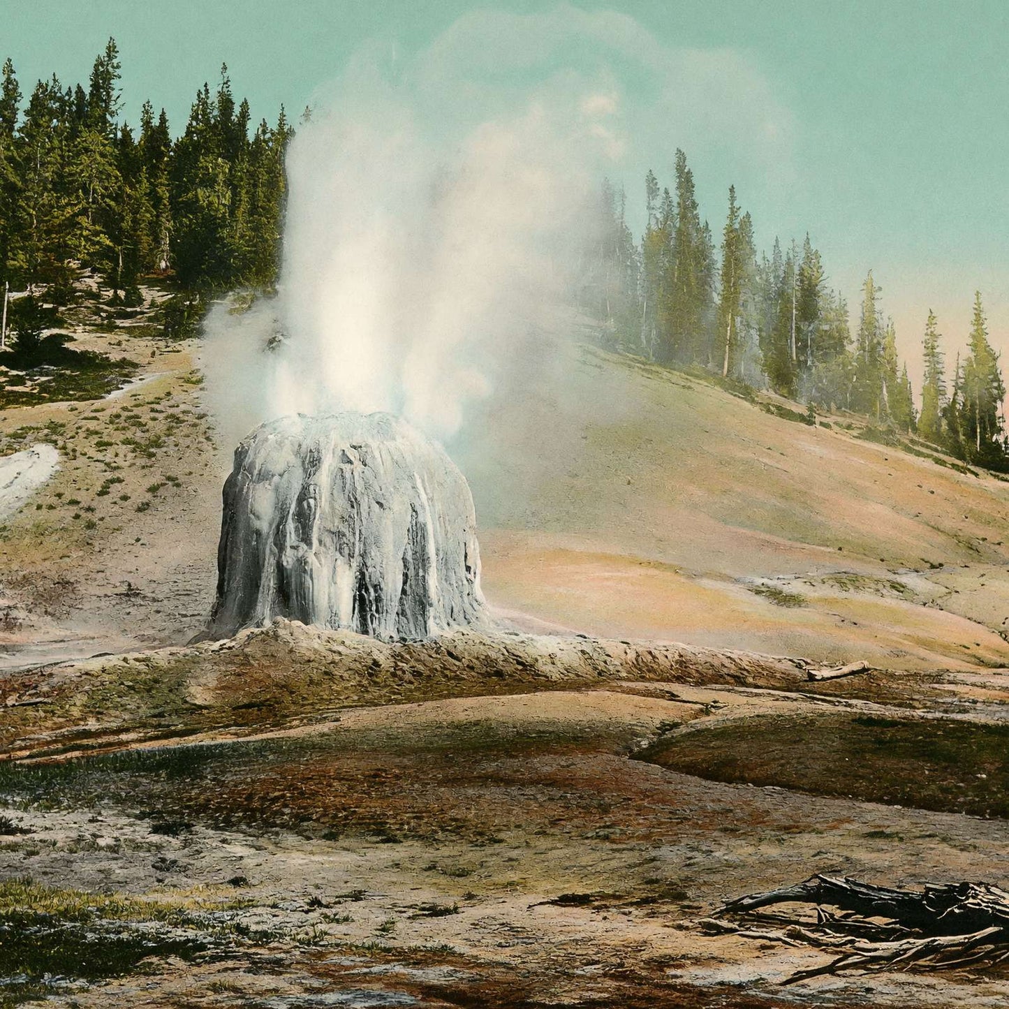 Yellowstone Lone Star Geyser in 1907 Vintage Print (7 Sizes)