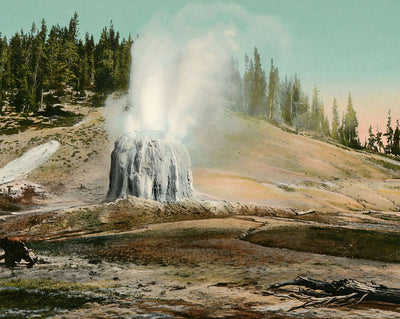 Yellowstone Lone Star Geyser in 1907 vintage print