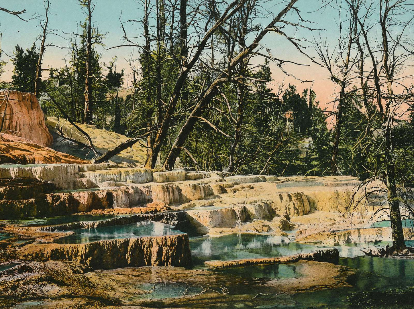 Yellowstone Angel Terrace in 1907 Vintage Print (7 Sizes)