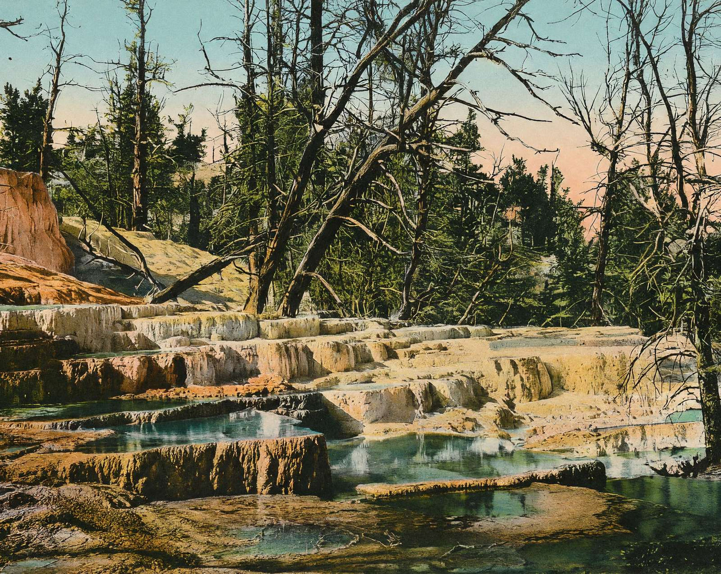 Yellowstone Angel Terrace in 1907 vintage print
