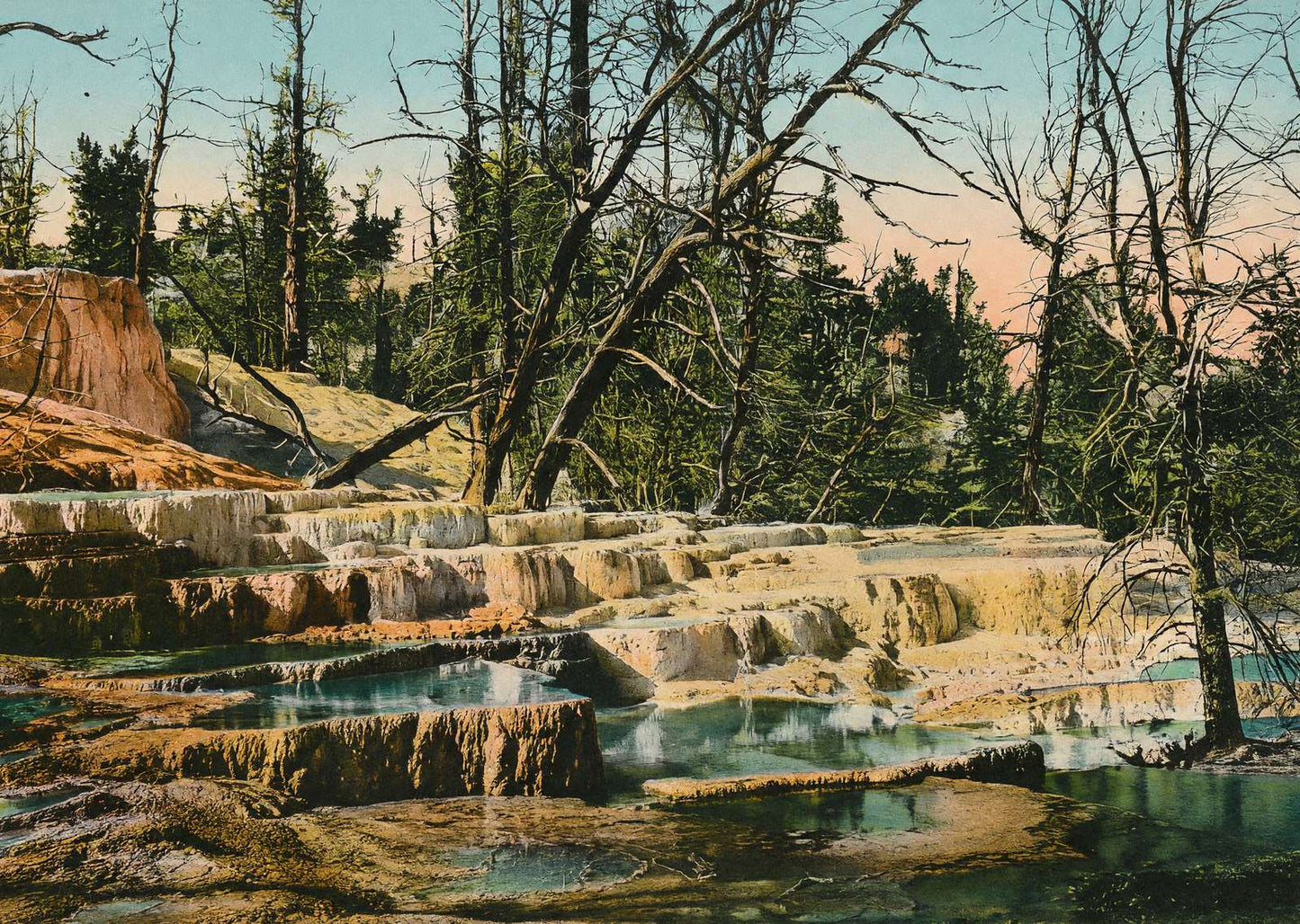 Yellowstone Angel Terrace in 1907 Vintage Print (7 Sizes)