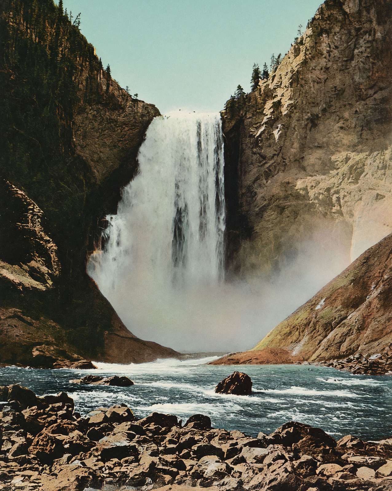 Lower Falls of the Yellowstone in 1907 vintage print