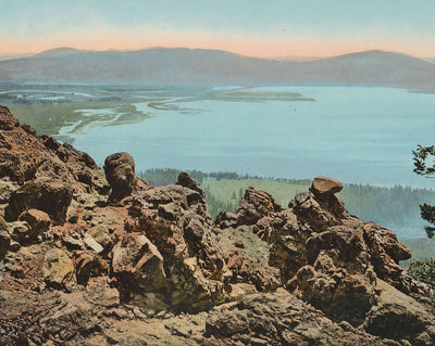 Head of Yellowstone Lake in 1907 vintage print
