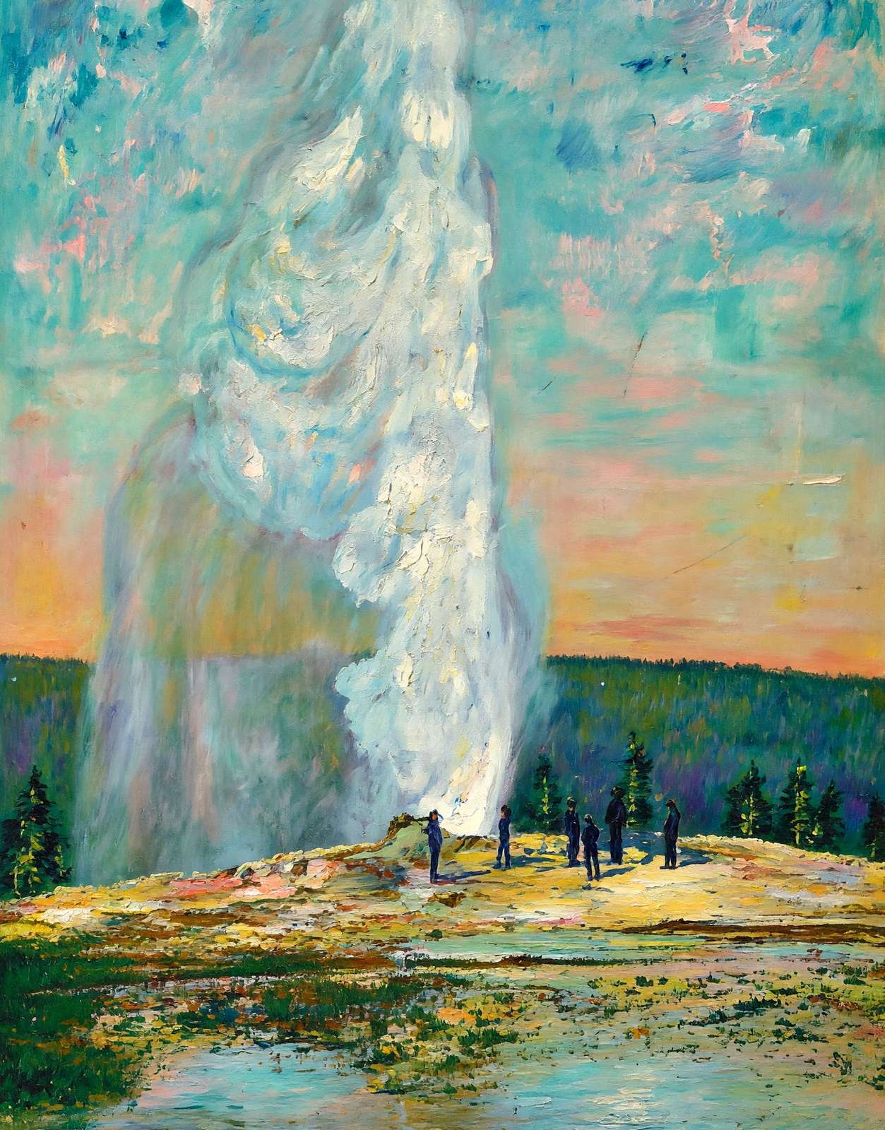 Yellowstone Geyser in Action in 1907 Art Print (7 Sizes)