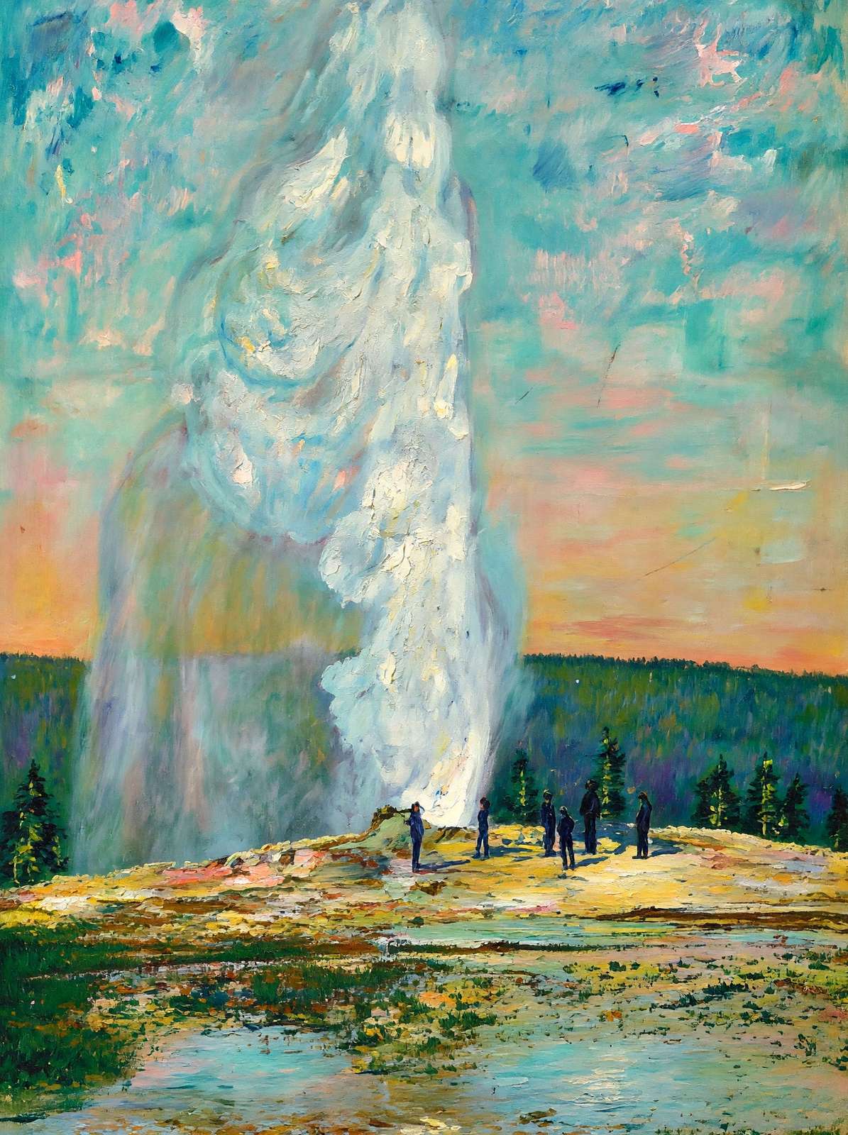 Yellowstone Geyser in Action in 1907 Art Print (7 Sizes)