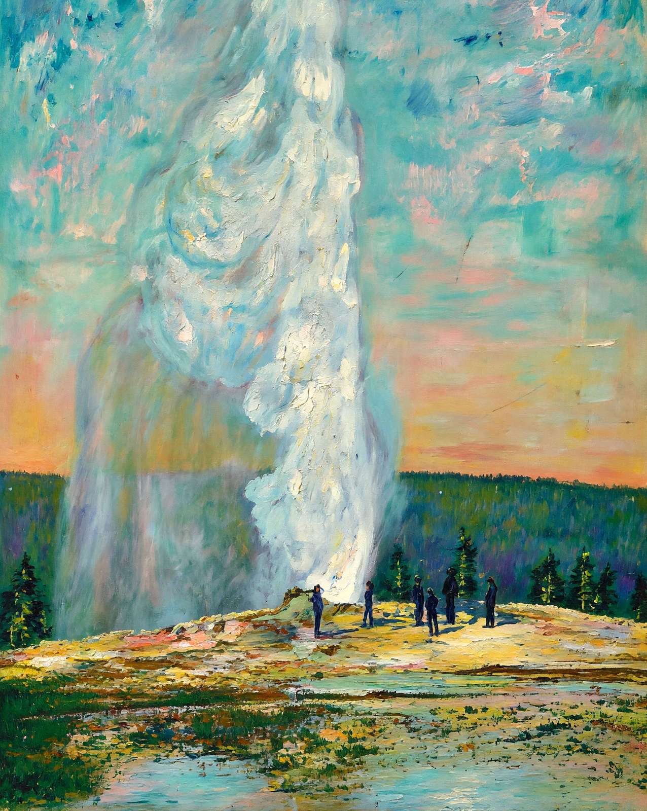 Yellowstone Geyser in Action in 1907 art print