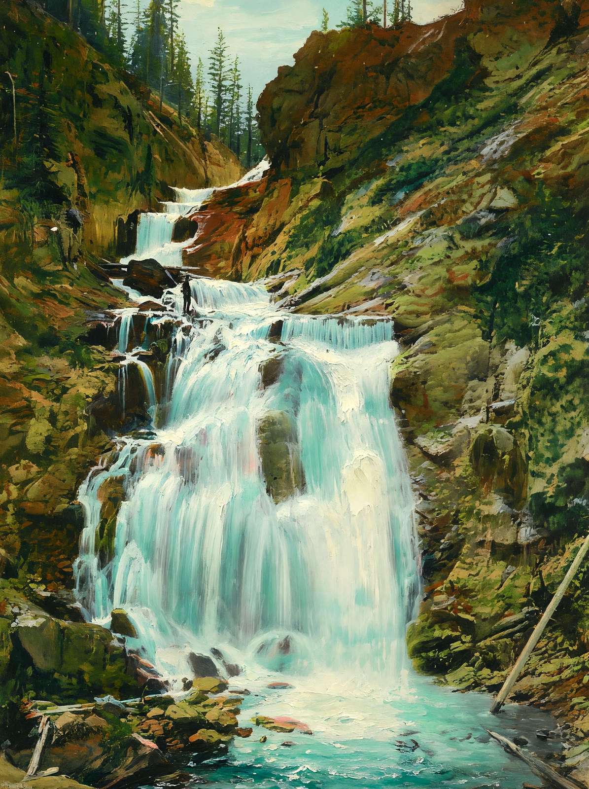 Yellowstone Little Firehole Falls in 1907 Art Print (7 Sizes)