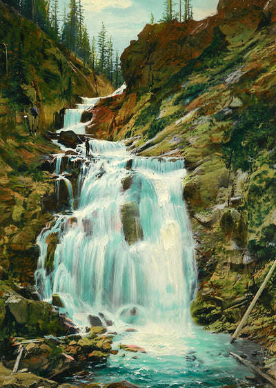 Yellowstone Little Firehole Falls in 1907 Art Print (7 Sizes)