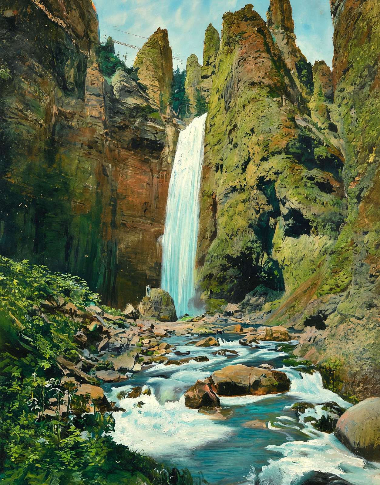 Yellowstone Tower Falls in 1907 Art Print (7 Sizes)