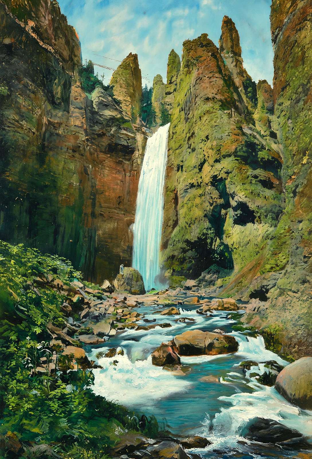 Yellowstone Tower Falls in 1907 Art Print (7 Sizes)
