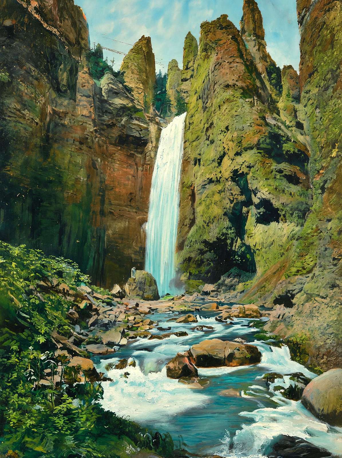 Yellowstone Tower Falls in 1907 Art Print (7 Sizes)