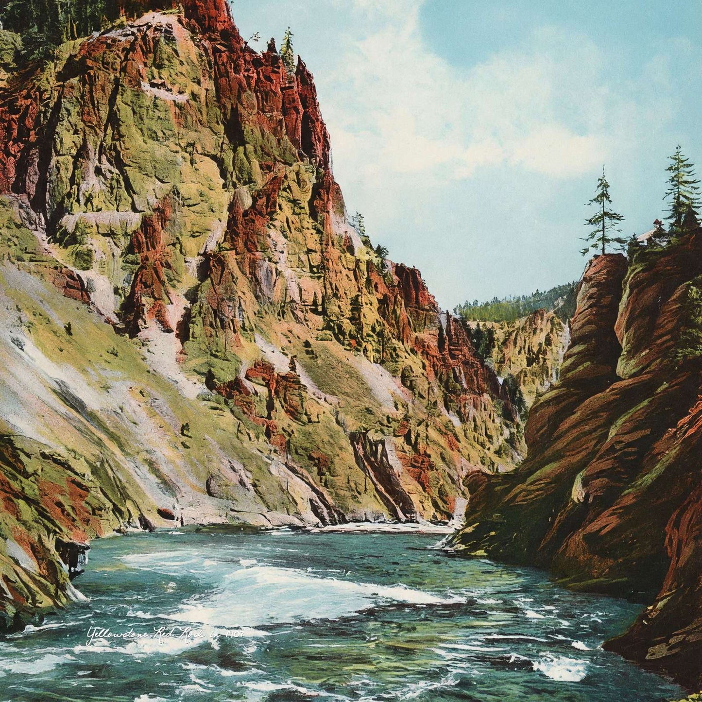 Yellowstone Red Rock from Bottom of Canyon in 1907 Vintage Print (7 Sizes)