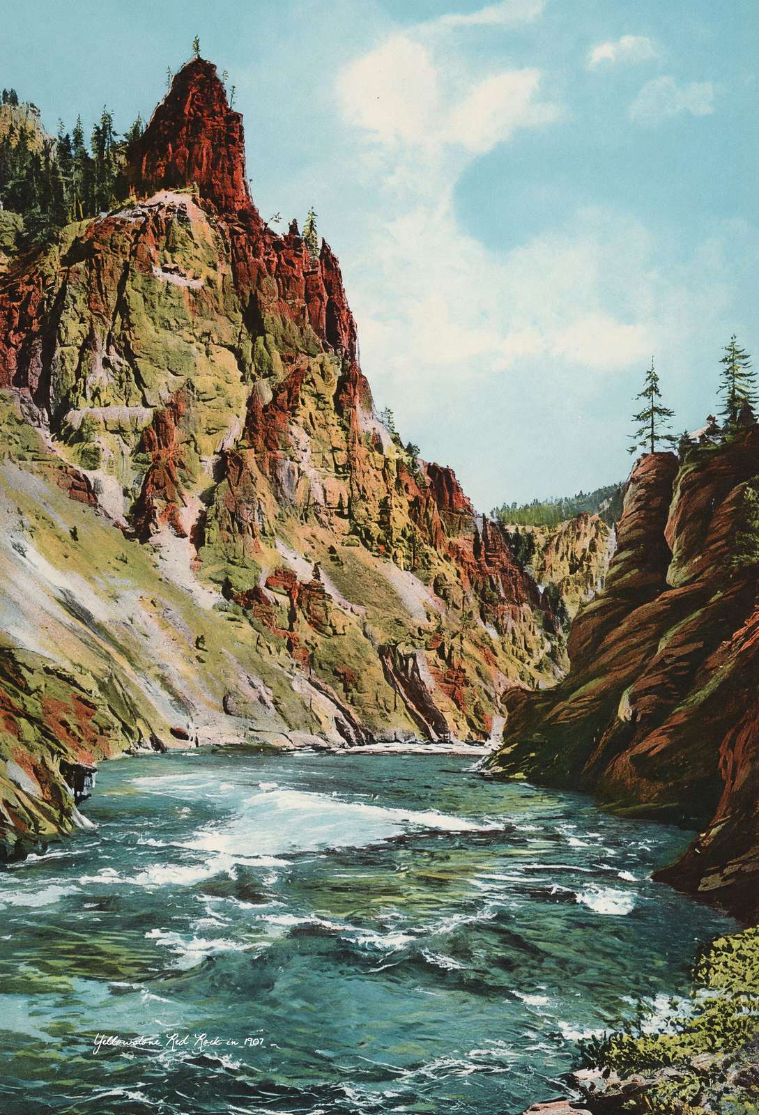 Yellowstone Red Rock from Bottom of Canyon in 1907 Vintage Print (7 Sizes)